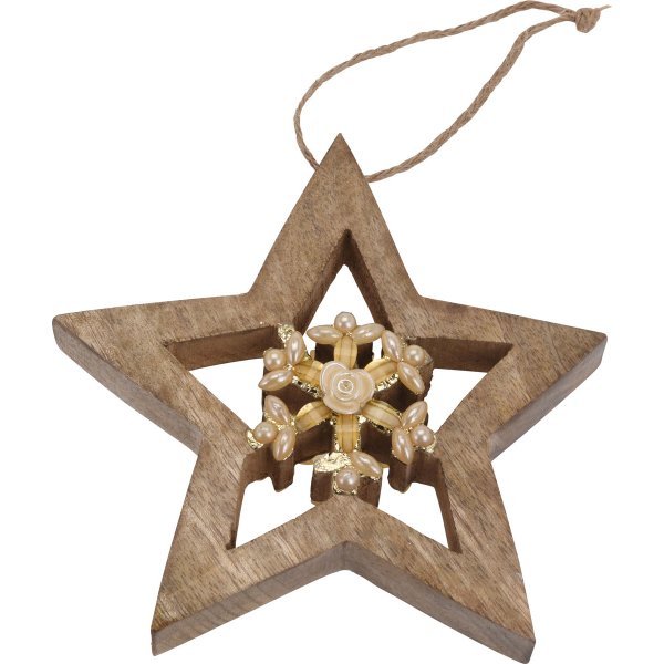 Χριστουγεννιάτικο Αστέρι Οροφής - Βιτρίνας, Καφέ με Ανάγλυφο Σχέδιο (14cm)